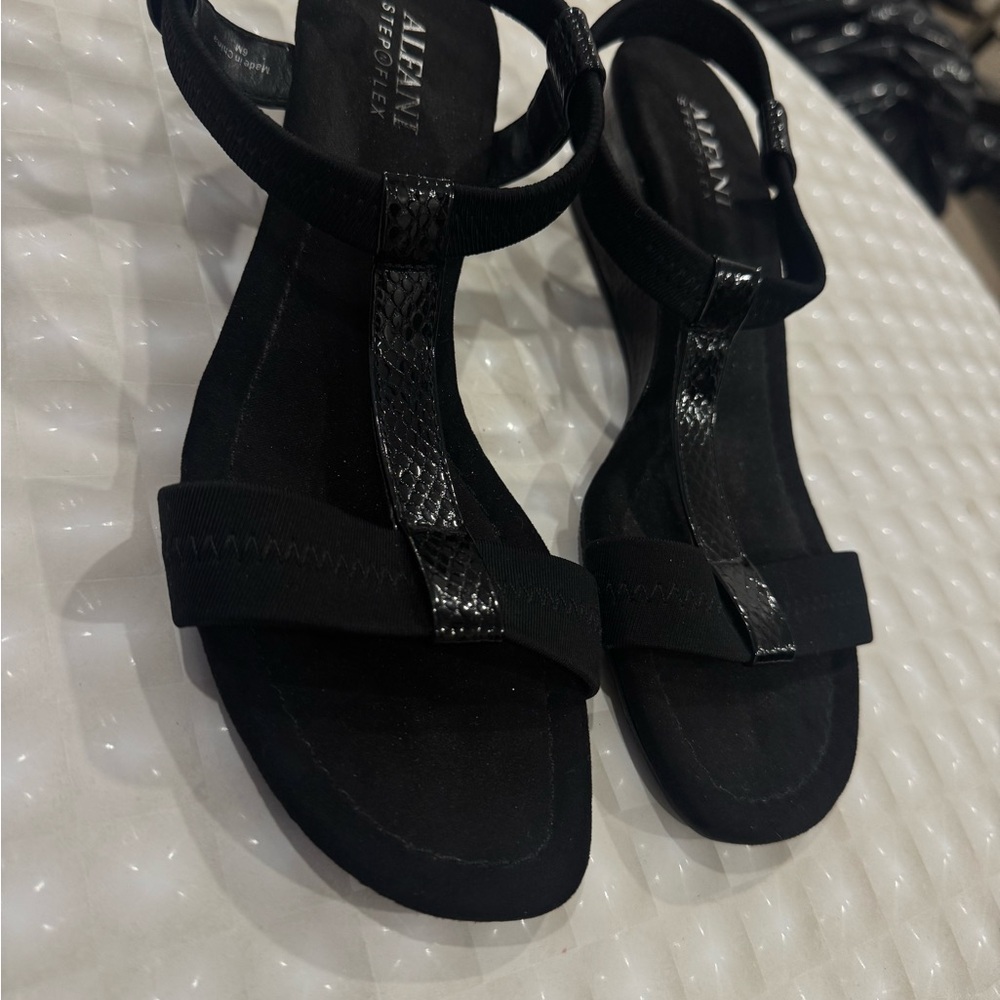 Alfani Black Minimalist Sandals with Ankle Strap